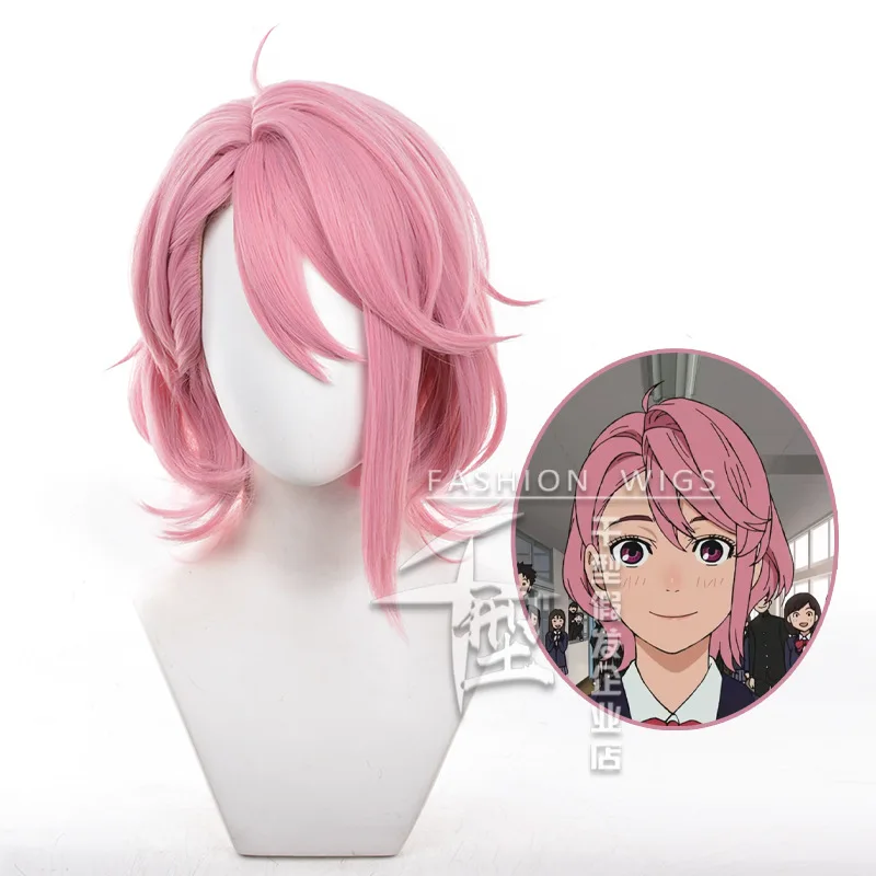 Aira Shiratori Cosplay parochňa Anime dandadan cosplay ružové krátke vlasy 37 cm tepelne odolné voči vlasom vlákna+parochňa Halloween Vianoce