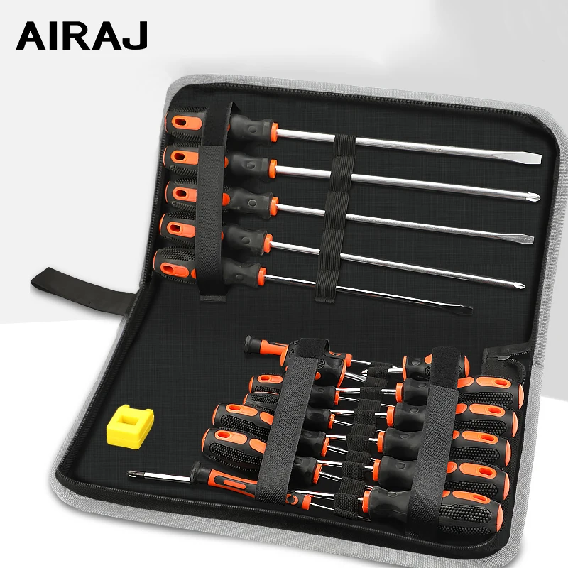Airaj 6/8/10 PCS Izolovaný skrutkovač Set Multifunkčné zariadenie na opravu nástrojov Jedno slovo kríž s magnetizátorom a Storag