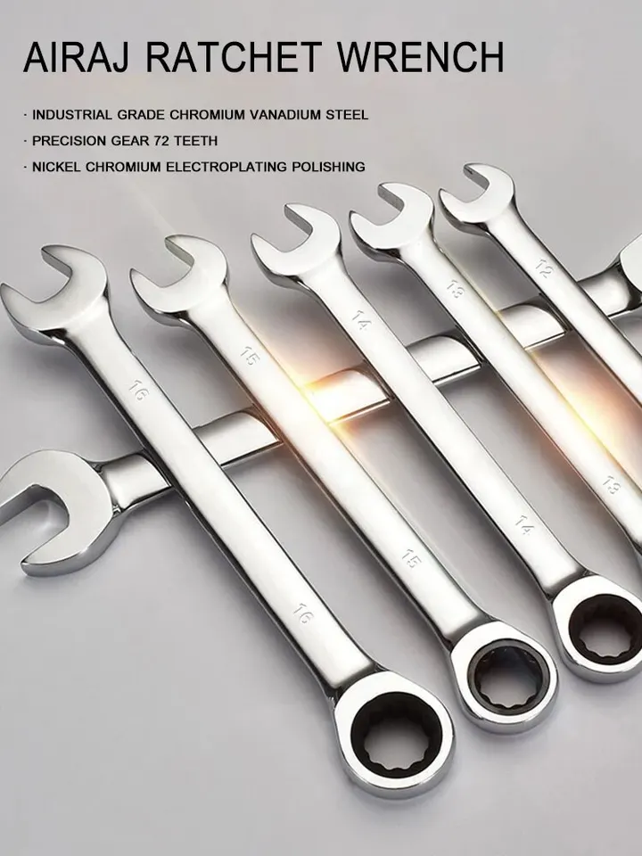 Airaj Universal Ratchet Wrench 72 zubný krúžok krúžkový krútiaci moment hardvéru Hardvérové ​​nástroje Multifunkčné protišmyko odolné