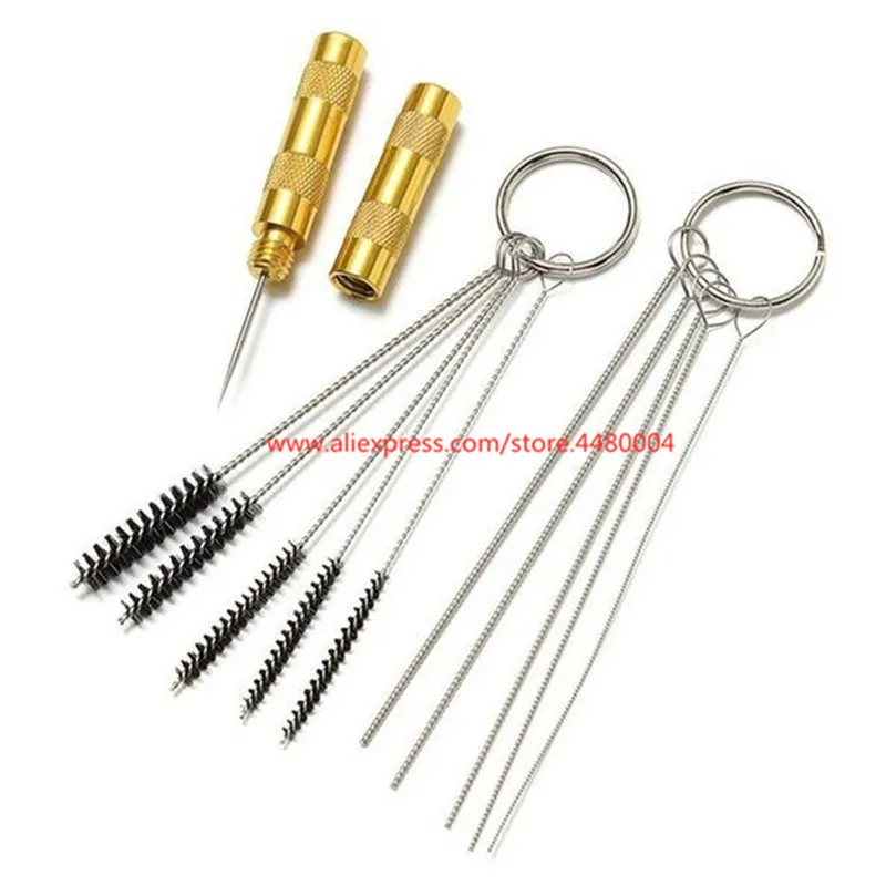 Airbrush Cleaning Brush Striekacie pištoľ Oprava náradia Tryska z nehrdzavejúcej oceľovej kefky Sada Airbrush diely