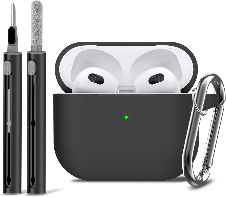 AirPods 3. genový kryt s čističkou súpravou, ochranné puzdro na mäkké silikón pre Apple AirPods 3. generácia nabíjacie puzdro s KE