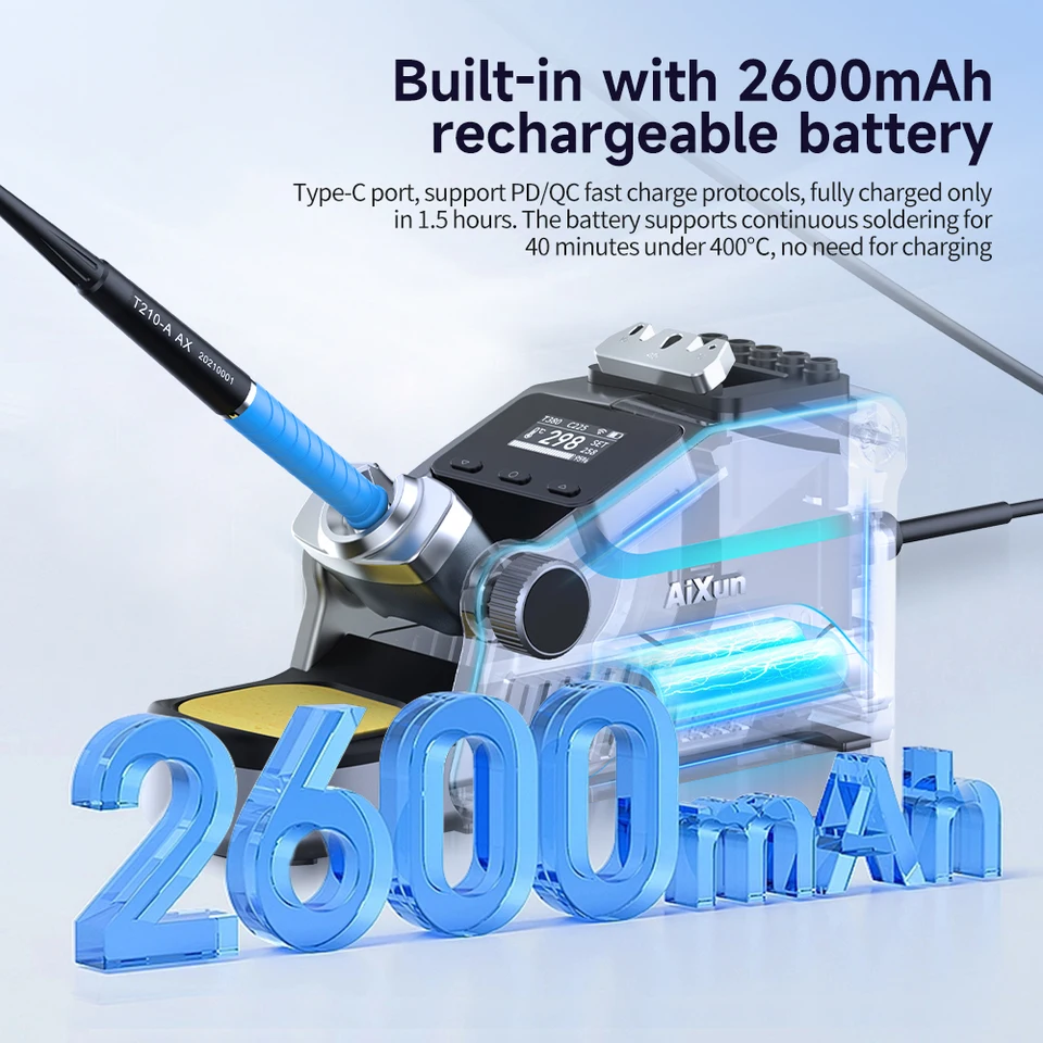AIXUN T380 80W inteligentná prenosná spájkovacia stanica kompatibilná s T210/T115 rukoväťou železných hrotov Rýchle vykurovacie zváracie zváracie stanice