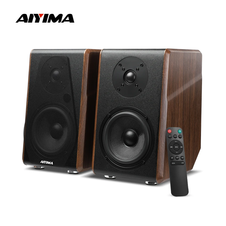 AIYIMA S700 Aktívne reproduktory kníhkupectva 120W Bluetooth Wireless HIFI zvukový systém Drevené kníhkupectvo Audio výstup subwoofer