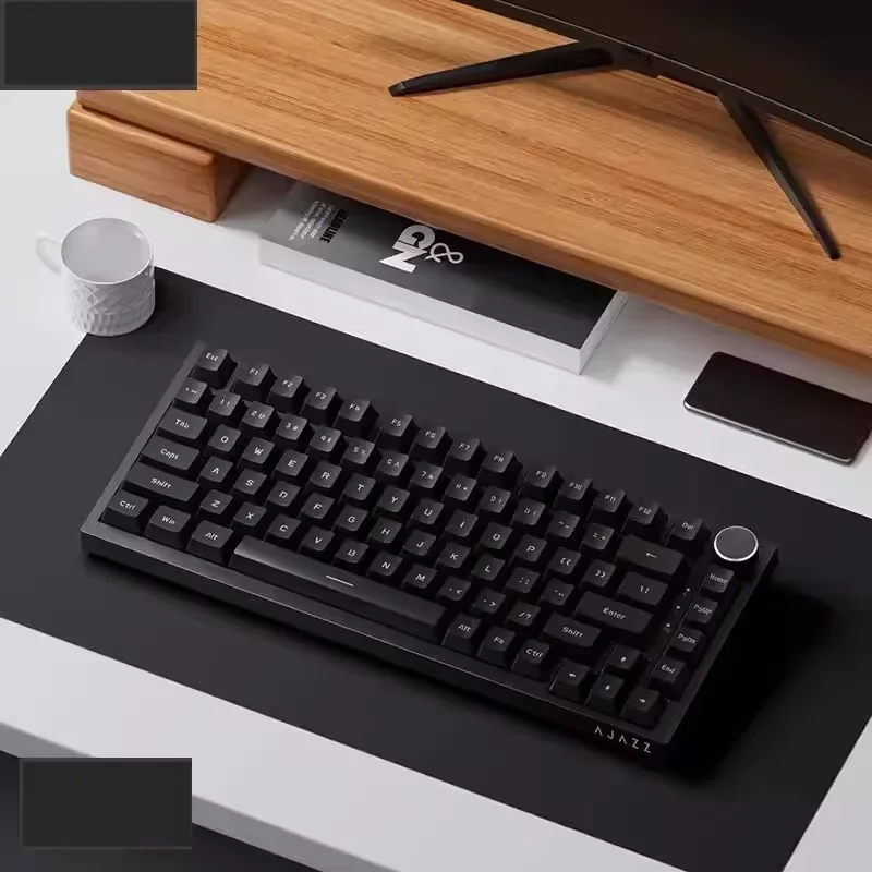 Ajazz AK820 Klávesnica Čierna Prispôsobená mechanická štruktúra mäkkého tesnenia Voliteľná káblová kábla 75% prenosná horúca swap klávesnica PC Gamer