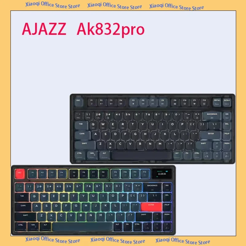 Ajazz AK832Pro Short Axis Mechanická ergonómia Klávesnica Troj režim bezdrôtový adaptér Bluetooth Tablet Tablet Halloween Darčeky