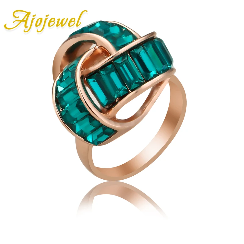 AJojewel Red/Blue Crystal Zircon Rings for Women Luxury Twist Finger šperky Značka Anel Veľkosť 7 8 9