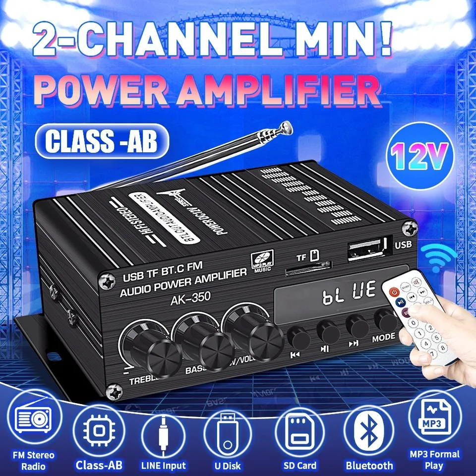 AK-350 USB SD BT FM Audio Power zosilňovač 2.0 CH HIFI Stereofónny reproduktor AMP Bluetooth 5.0 AB zosilňovačov pre domáce auto pre domáce auto