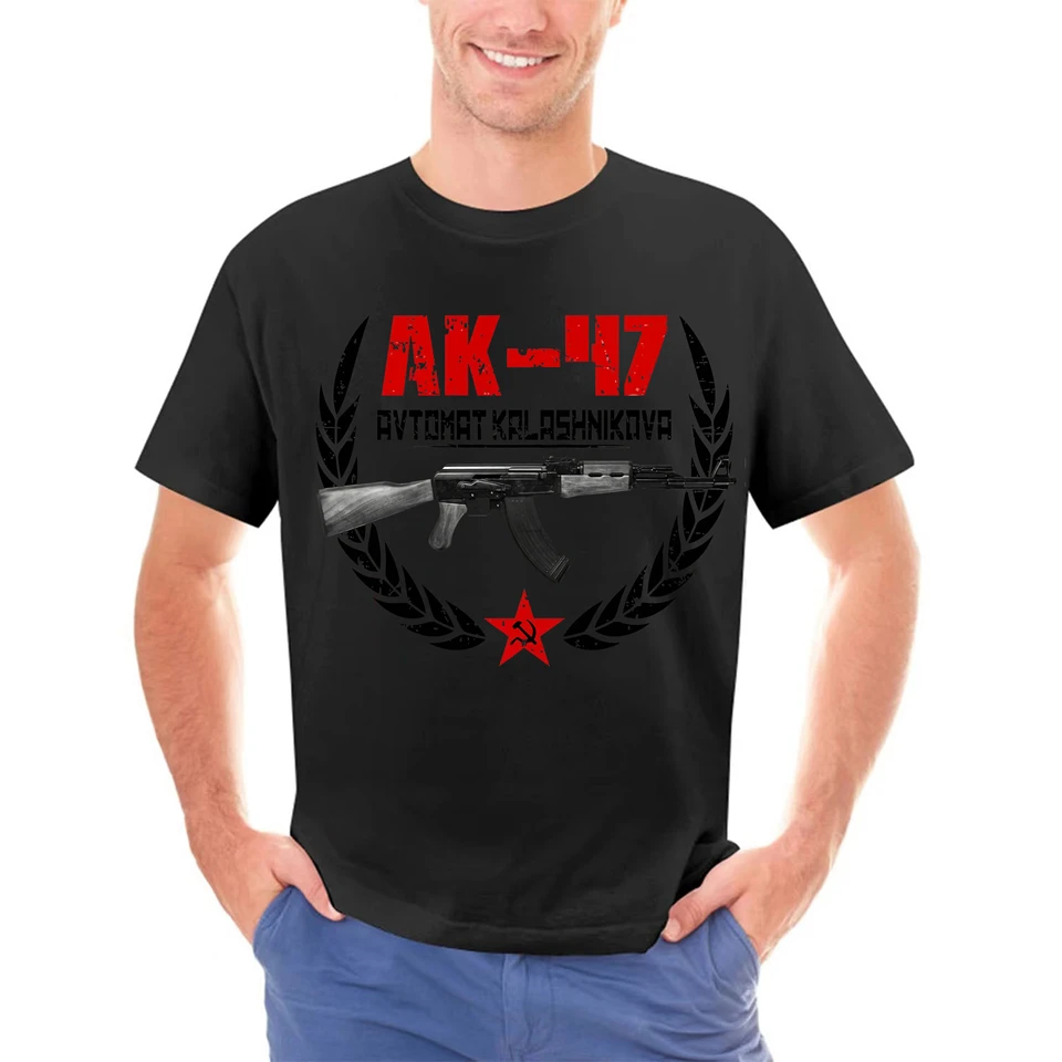 AK 47 AVTomat Kalashnikova Ruská vojenská zbraň-Custom Men Tričko Tričko