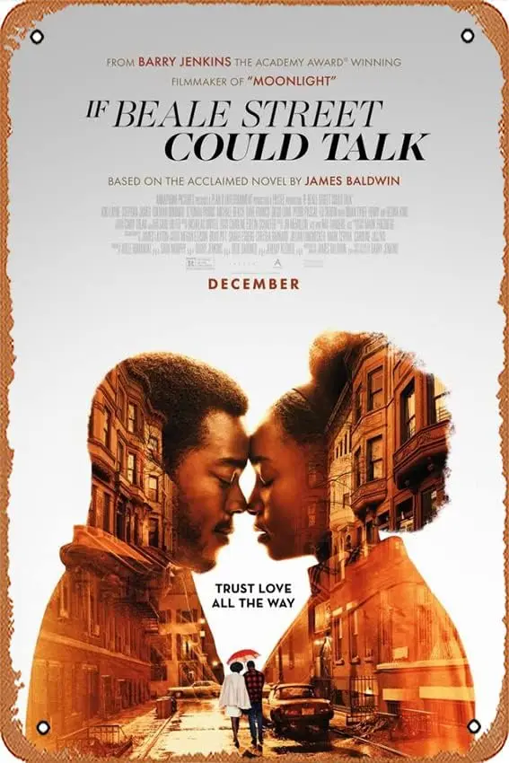 Ak by Beale Street mohla hovoriť filmový plagát 8 x 12 palcov - retro vinobranie kovová plechová značka pre domáce barové garážové garážové dekorácie filmov