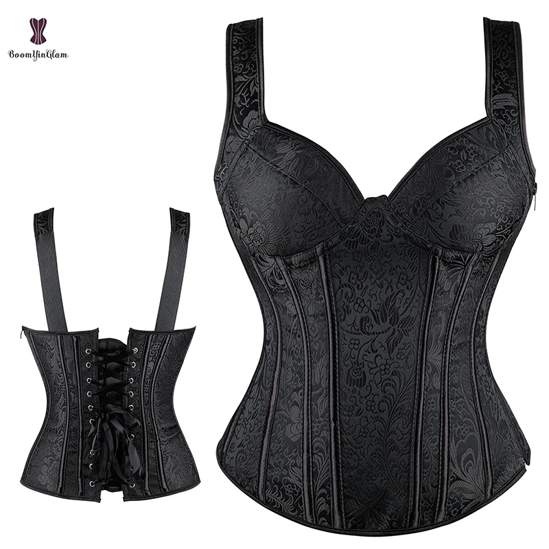 Ak by popruh zips zips hrudník spojivo bustier šnuroval vynesený korzet gotický korzet sexy spodná bielizeň KORSET Ženy tela Shapewear