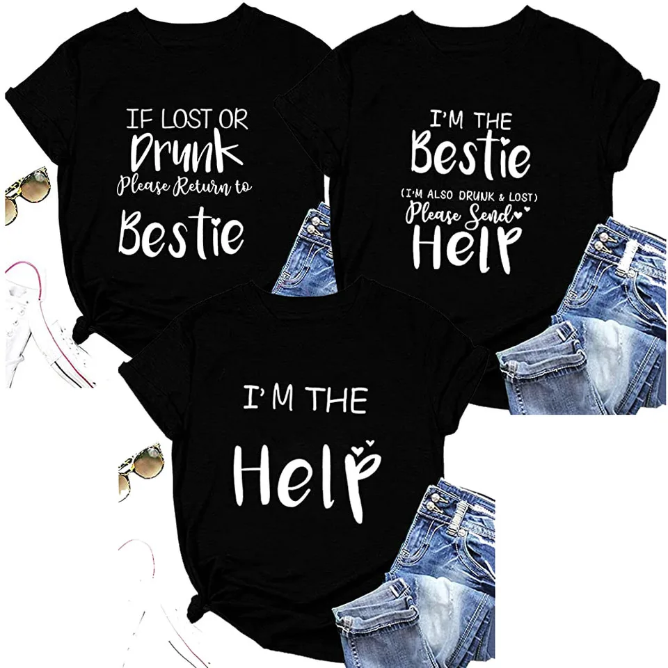 Ak sa stratíte alebo opití, vráťte sa k Bestie Womens Funny Graphic Tee Casual Nastruce s krátkym rukávom najlepších priateľov T tričká