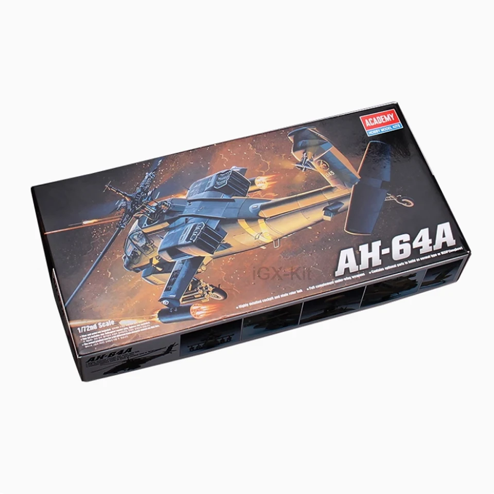 Akadémia 12488 1/72 Scale AH64 AH-64A Apache Gunpter Gunsters Hobby Craft Toy Plastic Model Building Kit