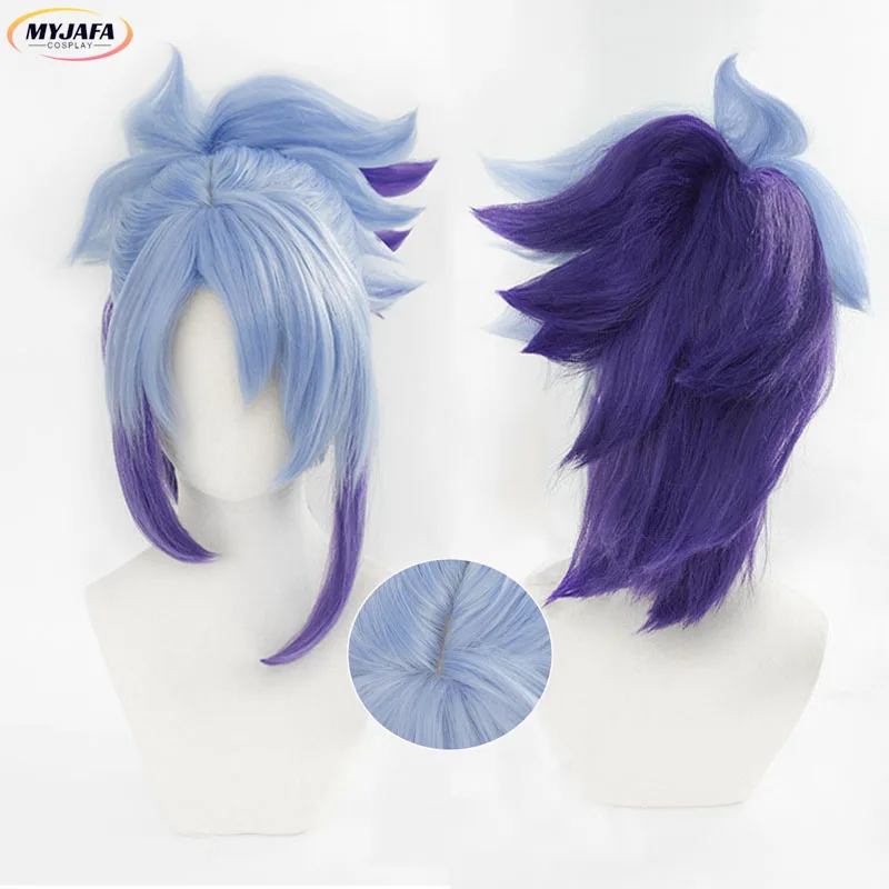 Akali Cosplay parochňa Game lol Star Guardian Akali Blue Purple s copom Clip Wig Tepelne odolné voči syntetickým vlasom + parochň