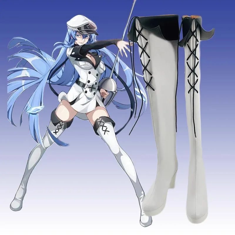 Akame ga zabije esdeath cosplay kostýmové topánky anime ručne vyrábané faux kožené topánky