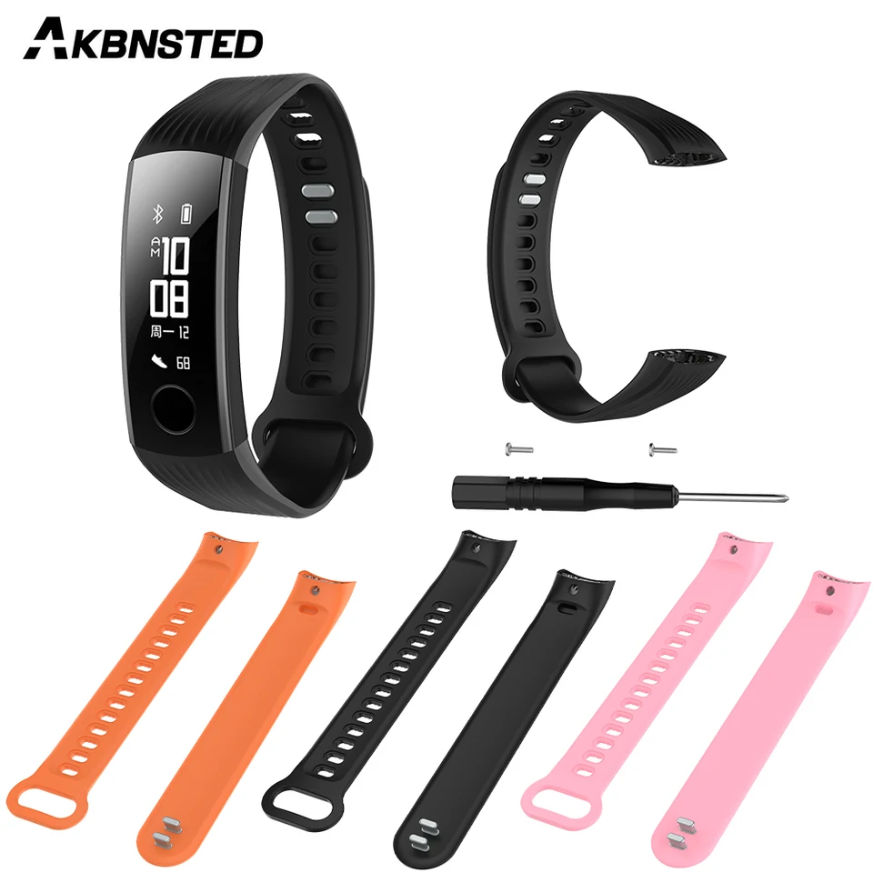 Akbnsted pre Huawei Honor Band 3 Smart Bracelet Sattern Watch Band pre Honor Band 3 farebné mäkké silikónové hodinky remienok