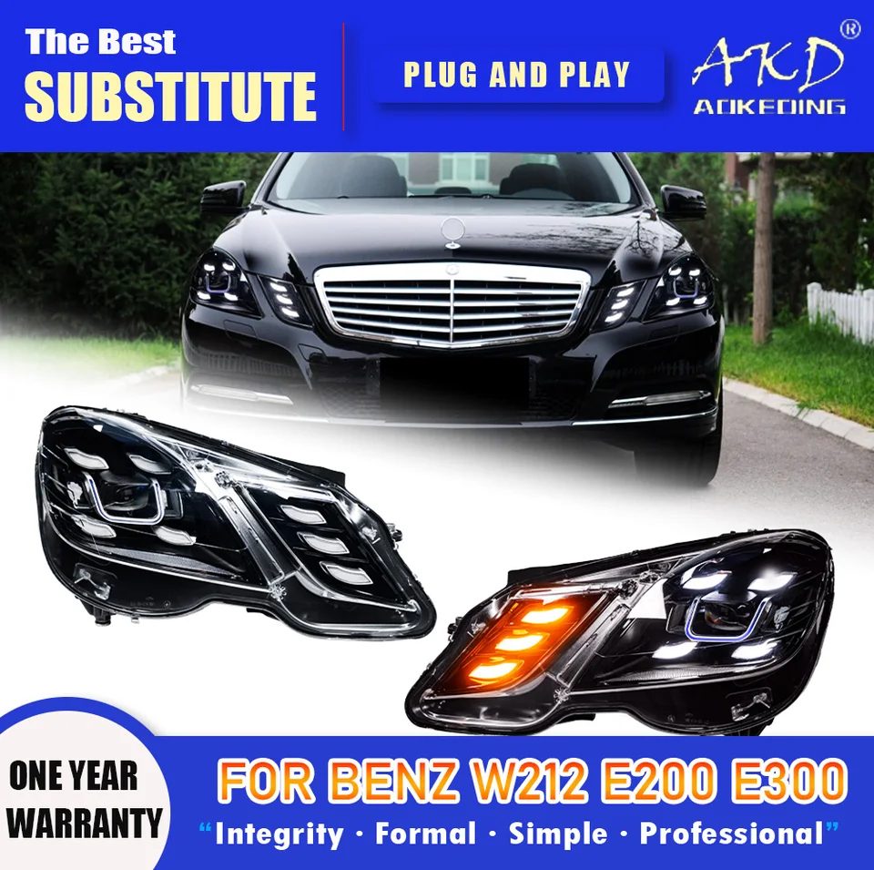 AKD HEAD LAMP pre Benz W212 LED svetlomet 2009-2012 Svetlomety E200 E300 E260 DRL Turn Signal High Beam Angel Eye Projector objektív