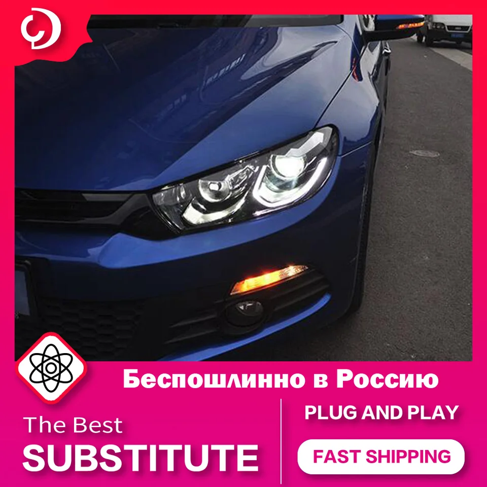 AKD Styling Styling Svetlomety pre Scirocco R 2009-2015 LED svetlomet DRL HEAD LAMP LED projektor Automobilové doplnky