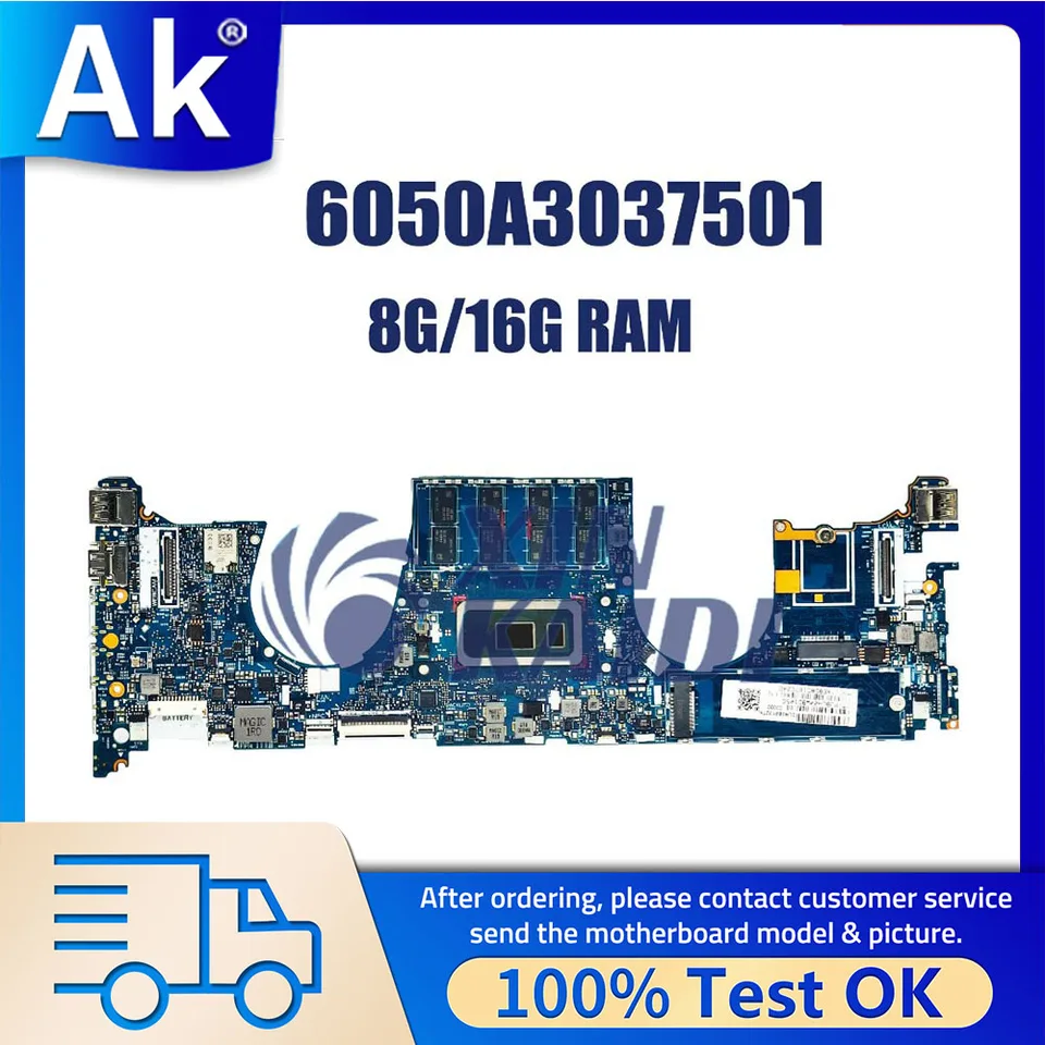 AKEMY 6050A3037501 HEACBOARD pre HP EliteBook X360 1040 G6 L63000-601 Základná doska laptop s CPU I5 I7 8. Gen 8 GB/16 GB RAM