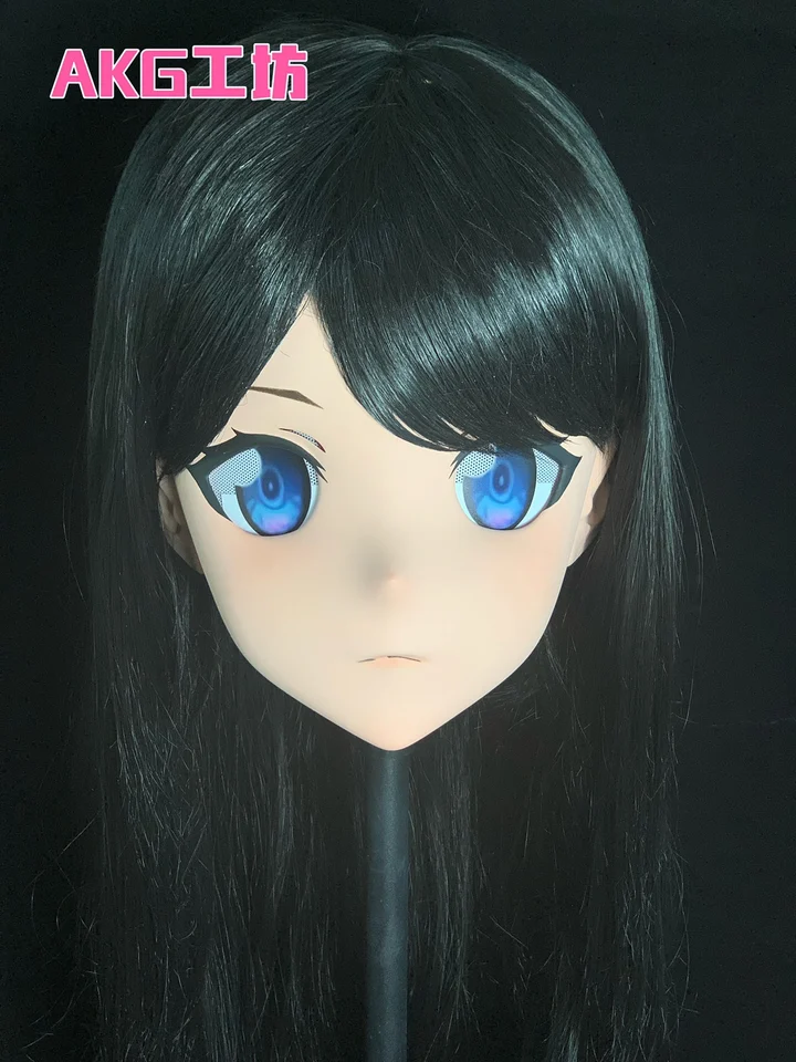 (AKG049) Prispôsobiť postavu Žena/dievča živici KIG Full/Half Head so zámkom anime cosplay japonská maska ​​animego kigurumi maska