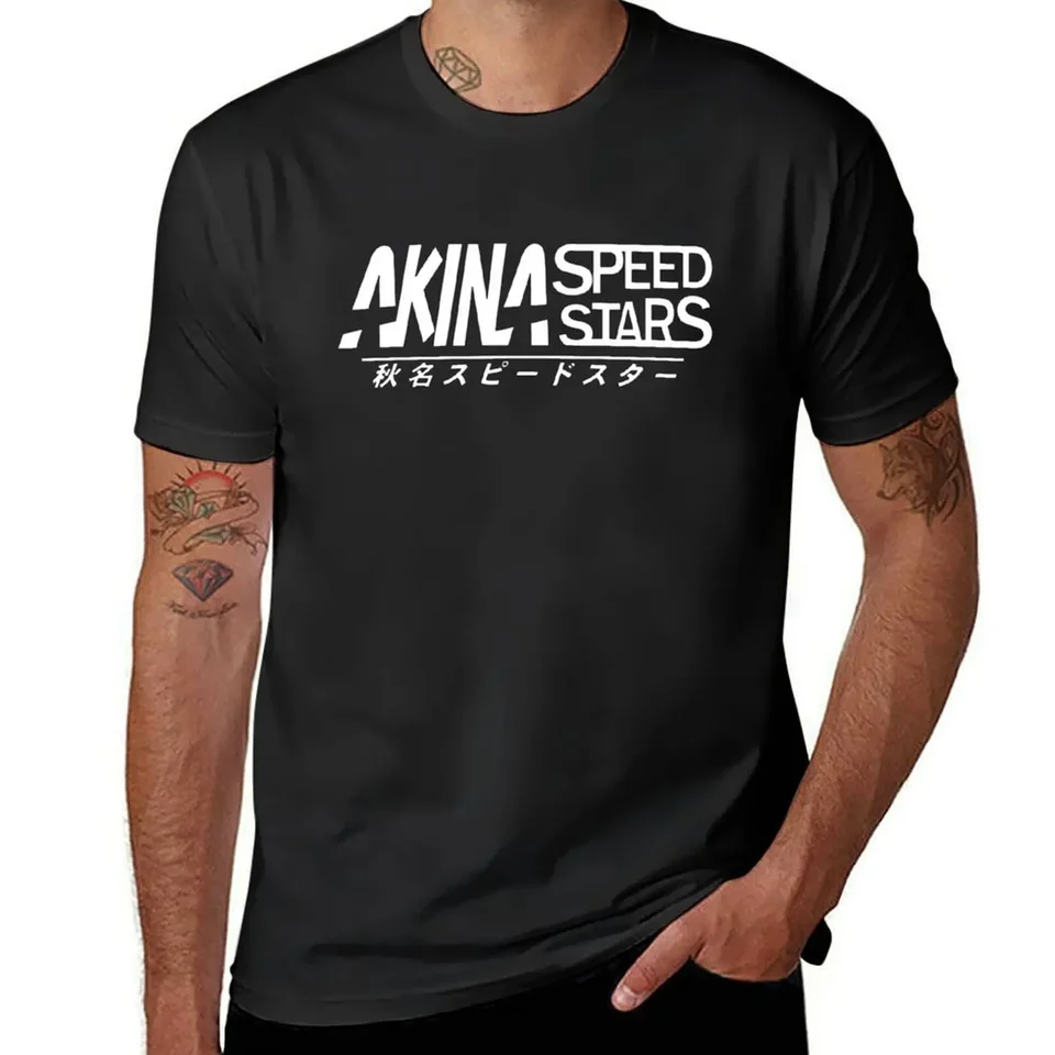 Akina Speed ​​Stars Počiatočné D 「Biela tlač」 Tričko Vintage T Tirls Nadmerné grafické tričká Grafické tričká TEE Pánske tričká