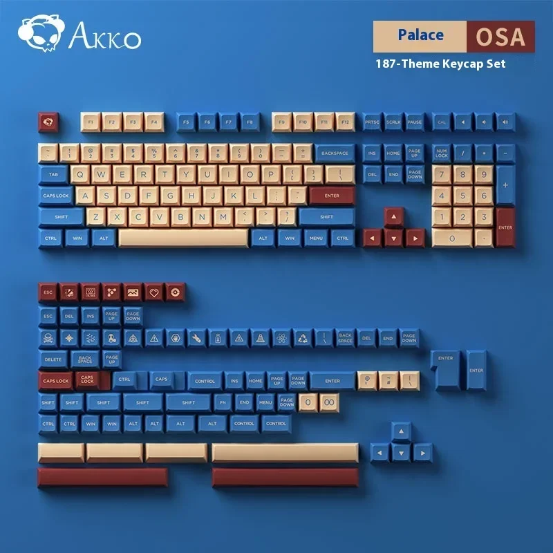 AKKO OSA PALACE BAICAOYUAN Mechanical Keyboard Keycaps Complete Set 187 Kláves Universal PBT Cross Axis Satellite Axis