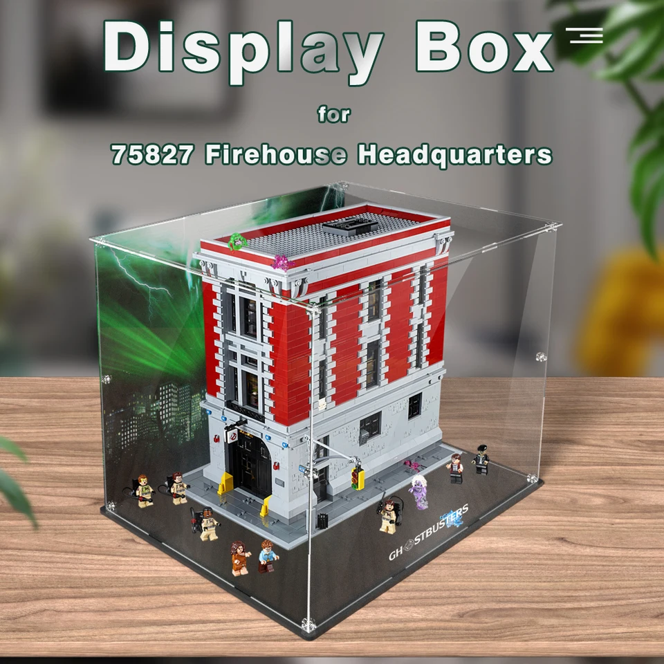 Akrylová displejová skrinka pre LEGO Brick 75827 Firehouse ústredie prachu nepriestrelného výstavného puzdra (lego sada nie je zahrnutá）