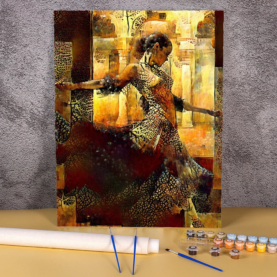 Akrylová farba podľa čísel na plátne Abstraktné tanečné dievča Obrázok 50x70cm maľba podľa čísla pre dospelých