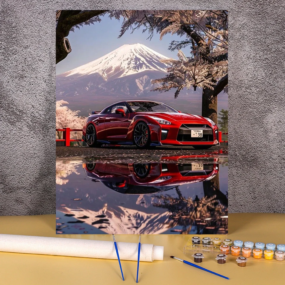 Akrylová farba podľa čísel Red Sports Car 40x50 Maľba podľa čísel na plátne sfarbenie podľa čísla pre dospelých maľuje digitálne umenie