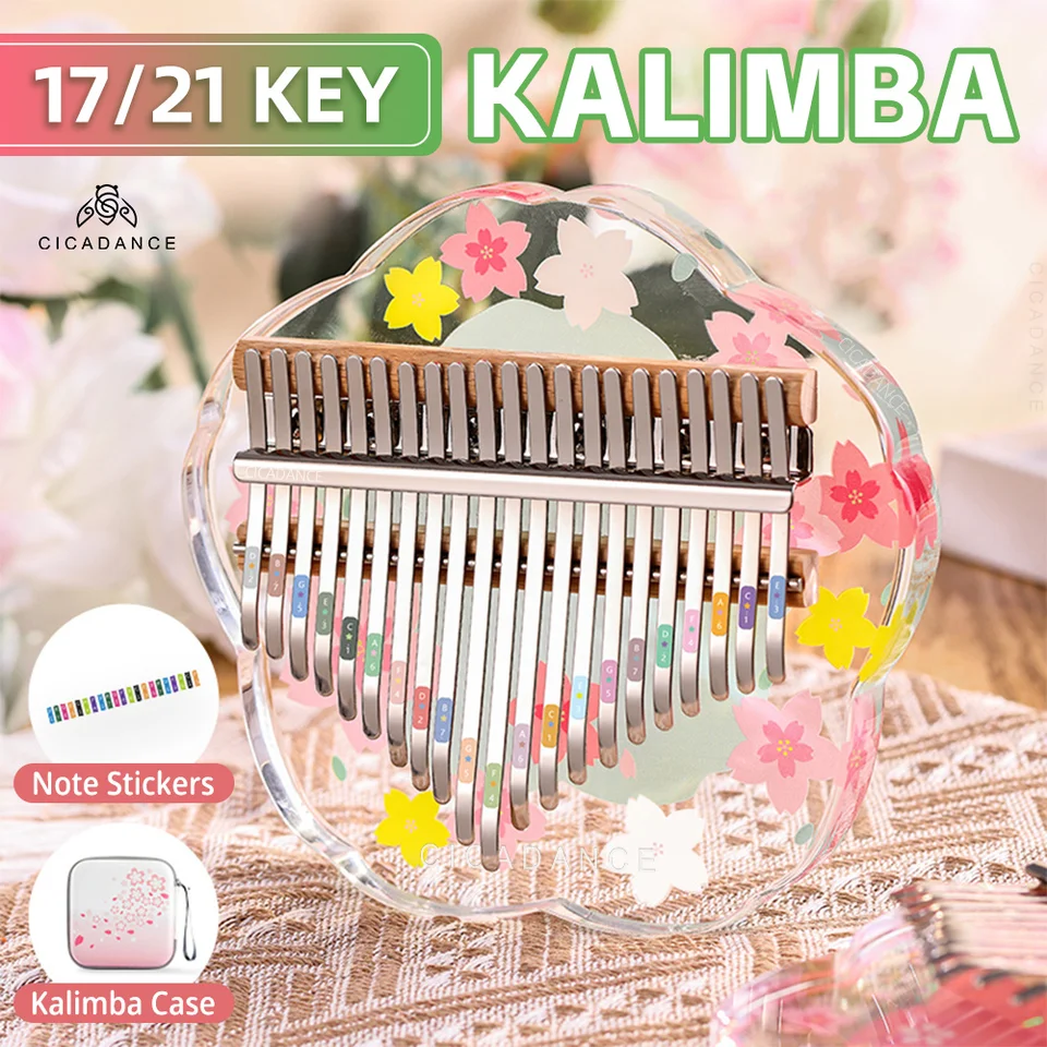 Akrylová Kalimba 17 Kľúčový palca klavír Crystal Calimba 21 Keys s učením knihy Klávesnica hudobný nástroj Darček pre začiatočníkov