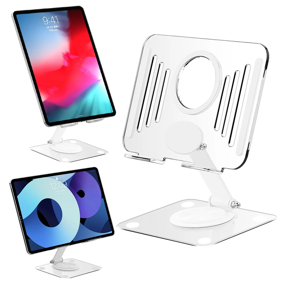 Akrylová otočná tableta Tablet s 360 Rotujúcim základným stolom Priehľadný držiak tabliet pre iPad Pro 11 12,9 palca/iPad 10,9 palca