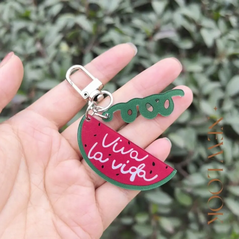 Akrylová žiariaca melón simulácia kľúča letné ovocie akrylové melón prívesok Viva la Vida Creative Bag Creative Bag