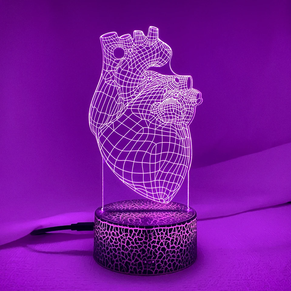Akrylové LED Night Light Light Heart PNL pre dekoráciu v spálni Color Zmena nočného svetla pre fanúšikov