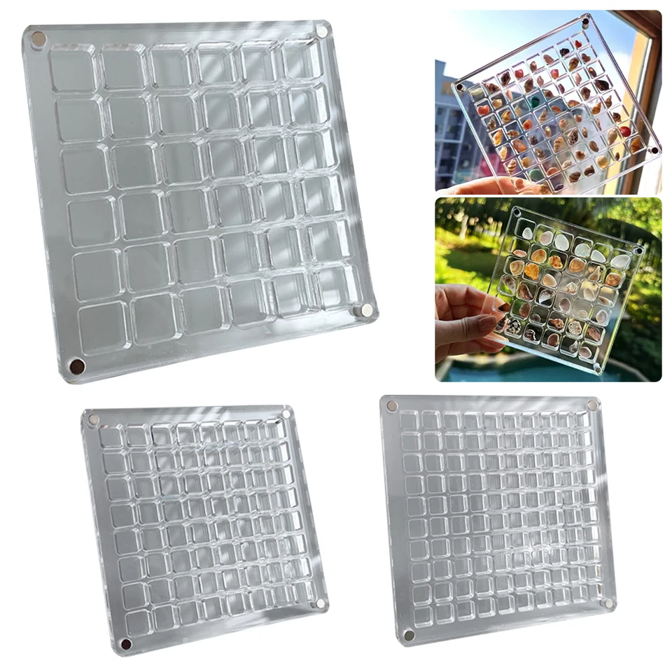 Akrylové magnetické úložné skrinky na úložné priestory Clear 36/64/100 Grids Rock Display Case Rock Collection Collection Box pre šperky na nechty korálikov