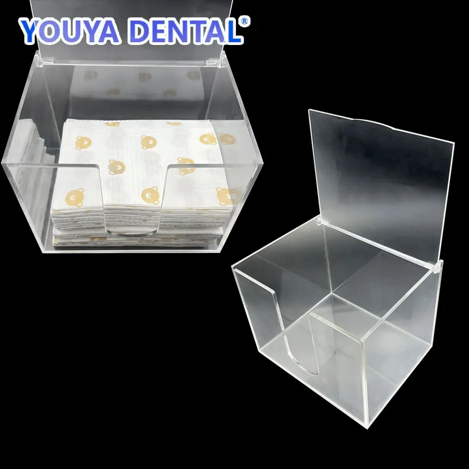 Akrylové organizátor Držiteľ držiaka puzdro Dental DispenSer DispenSer Box Clean Pad Tattoo Bibs Storage Boxes Laboratórny klinika Dodávky