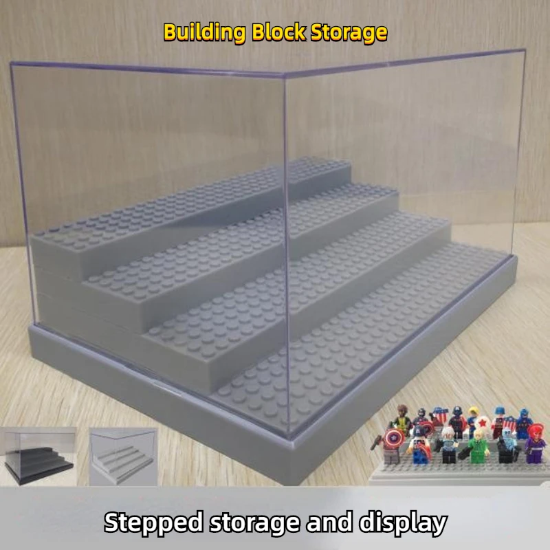 Akrylové priehľadné hračky a bloky Storage Box 4/5 Tier Radder Storage & Display Minifigurs s jednodielnym prachom LEGO kompatibilné
