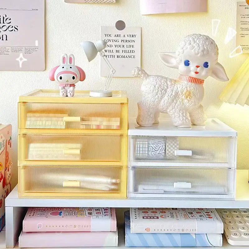 Akrylové stolné úložné skrinky Zásuvka na kawaii Dievčatko Transparent Cosmetics Desk Skladova