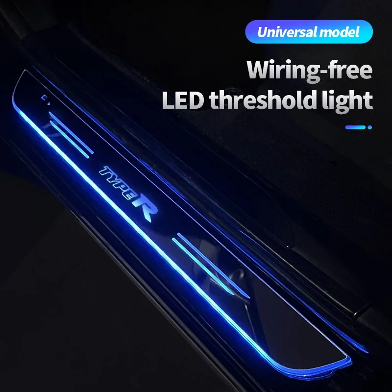 Akrylové USB Power Moving LED LED uvítacie pedálové auto posmieva Pedály Pedály Dvere Pathway Light pre Honda Civic Type R Automatické príslušenstvo
