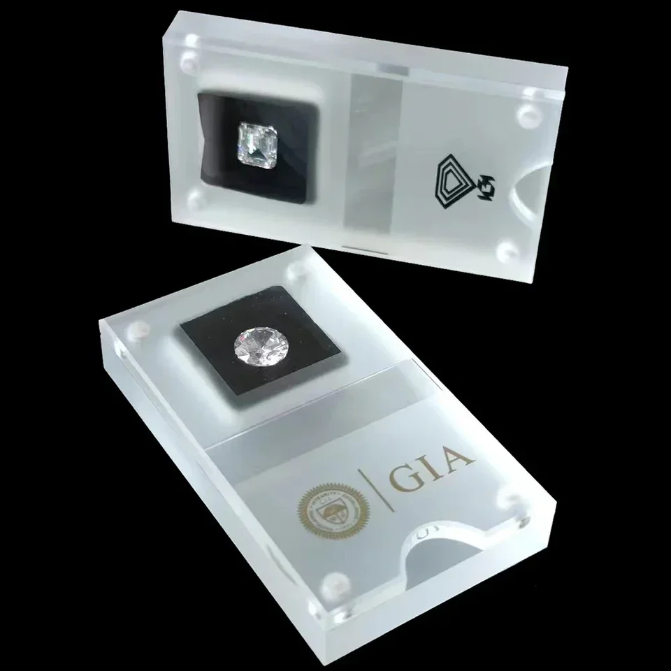 Akrylové voľné diamantové úložné skrinka klenot na zobrazenie Case 2pcs Kamenný organizátor gia gemstone balenie darčekové box