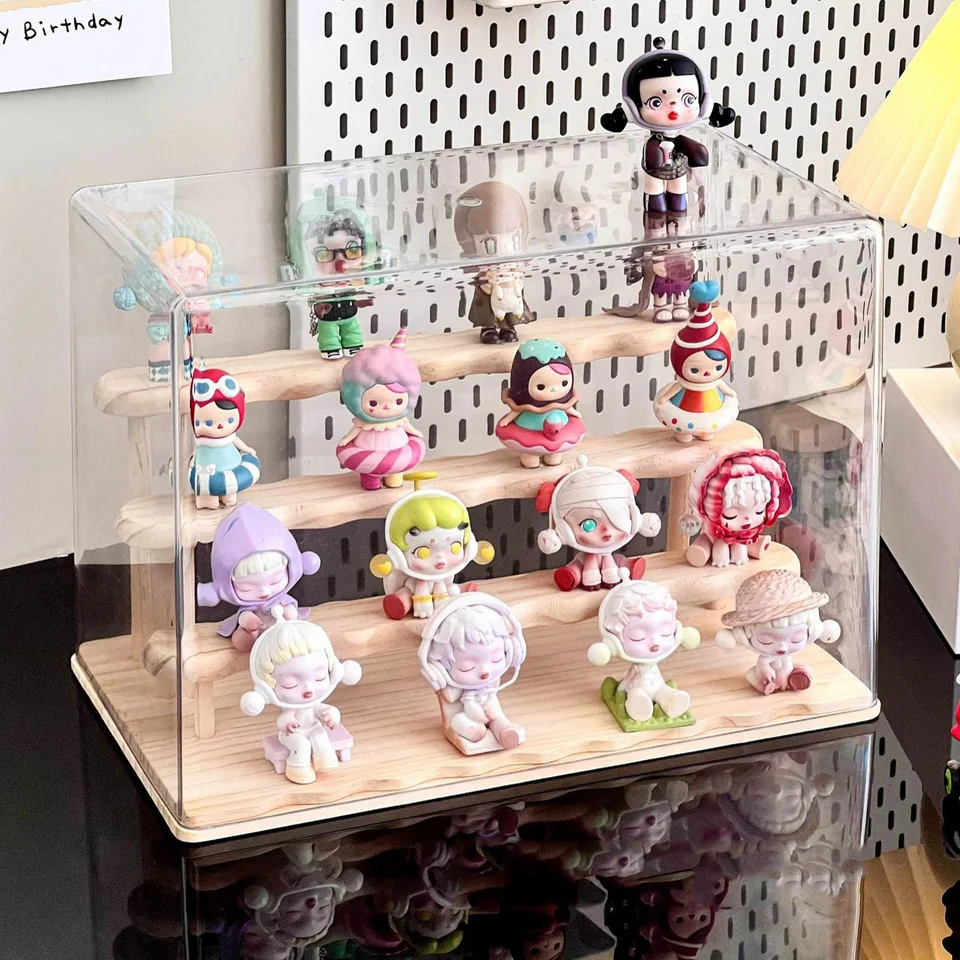 Akrylové zobrazovacie puzdro s vekom pre mini fufo popové figúrky Clear Dustodproof Storage Cabinet Organizátor