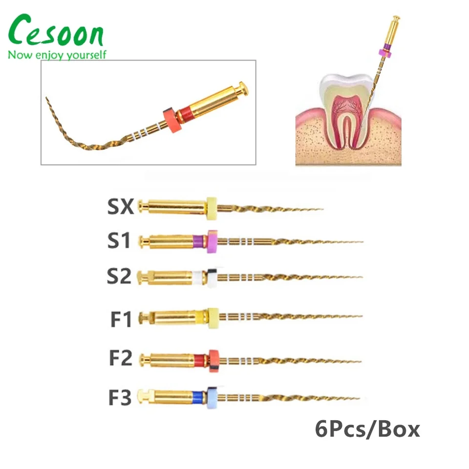 Aktivácia zubného tepla Gold Flexibilné súbory endodontické endo niti rotačné súbory niklu nikel titainium pre náradie koreňového kanála zubné účely