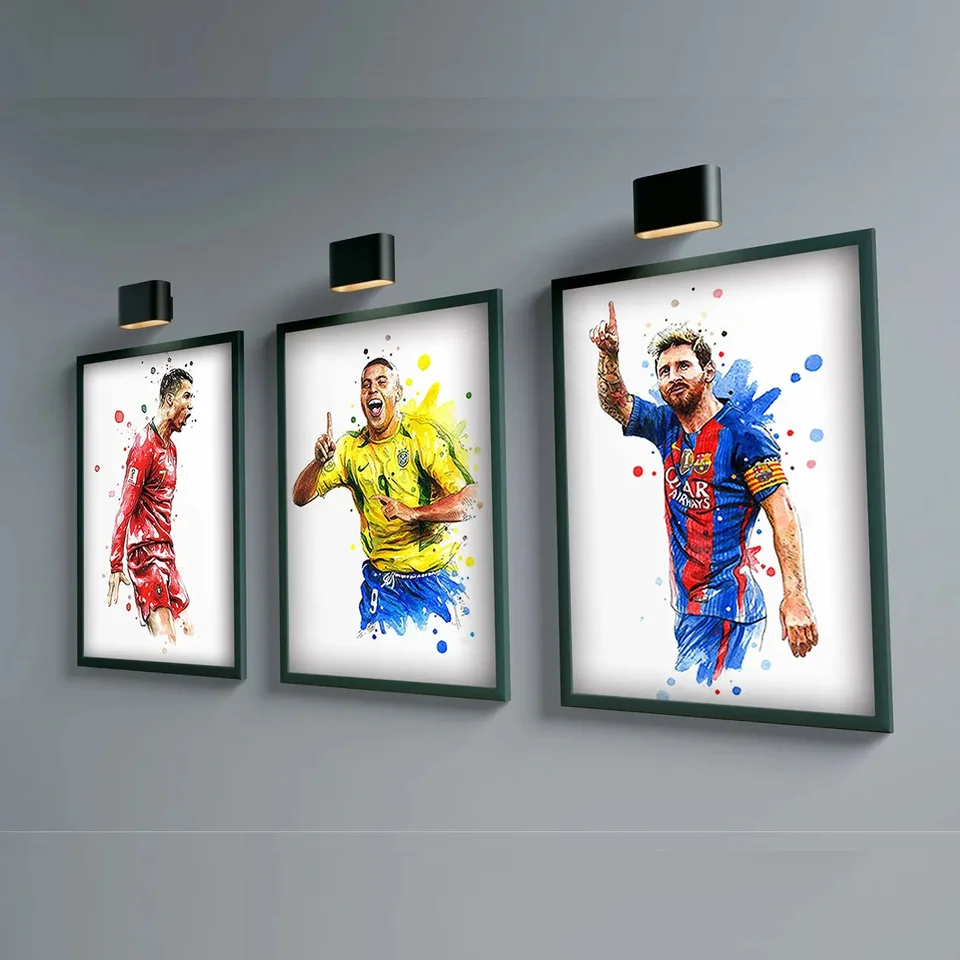 Akvarel futbalová hviezda múr plagát internát izba domáce dekorácie Pop Canvas maľba nástenná zbierka Picture Tlač umeleckých diel