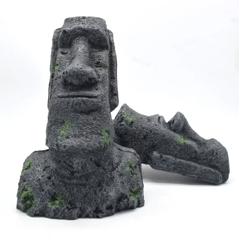 Akvárium Moai Sochy Veľkonočné ostrovy Ozdoby Fish Tank Termary Decor Domov stolové dosky Terrárium Aquascaping