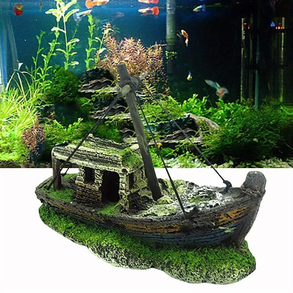Akvárium rybí tank krajina drôt lode dekora