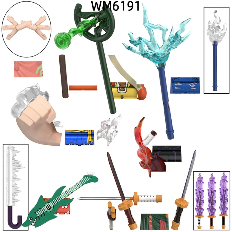 Akčné figúrky Stick Guitar Catapult zbrane nohavice vlasové diely Model blokuje tehly MOC Sada darčekových hračiek pre deti WM6191