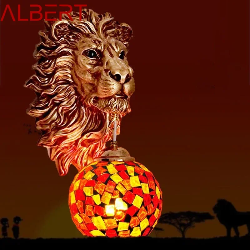 Albert Contemporary Lion Wall Lamp Retro Creative Obýva