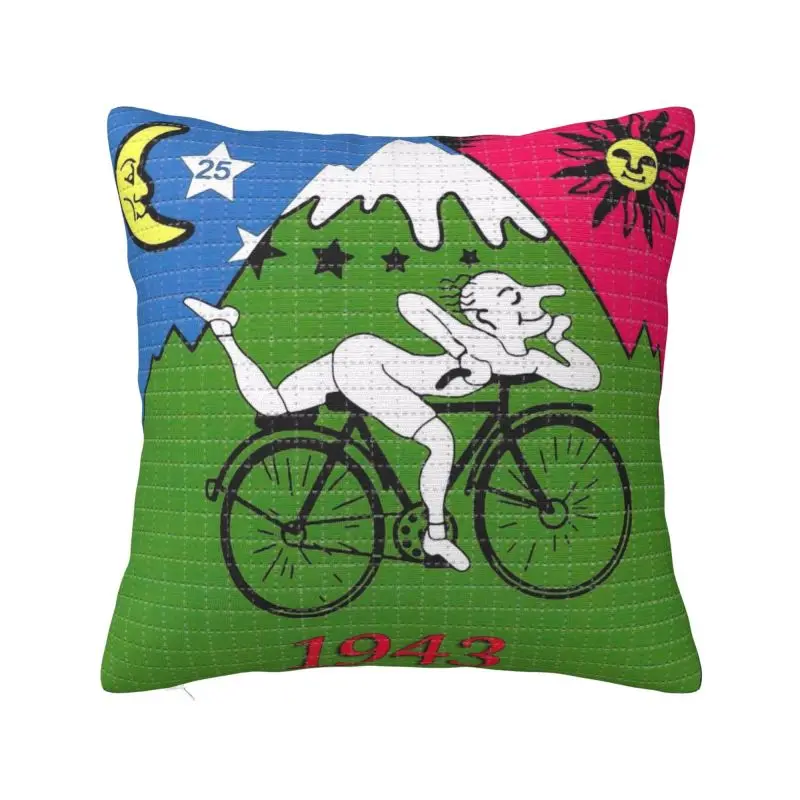Albert Hoffman LSD Deň bicyklov vankúšov pokrýva polyester kyselinu blotter party vankúš vankúš na pohovku vankúš v obývacej izbe dekorácia