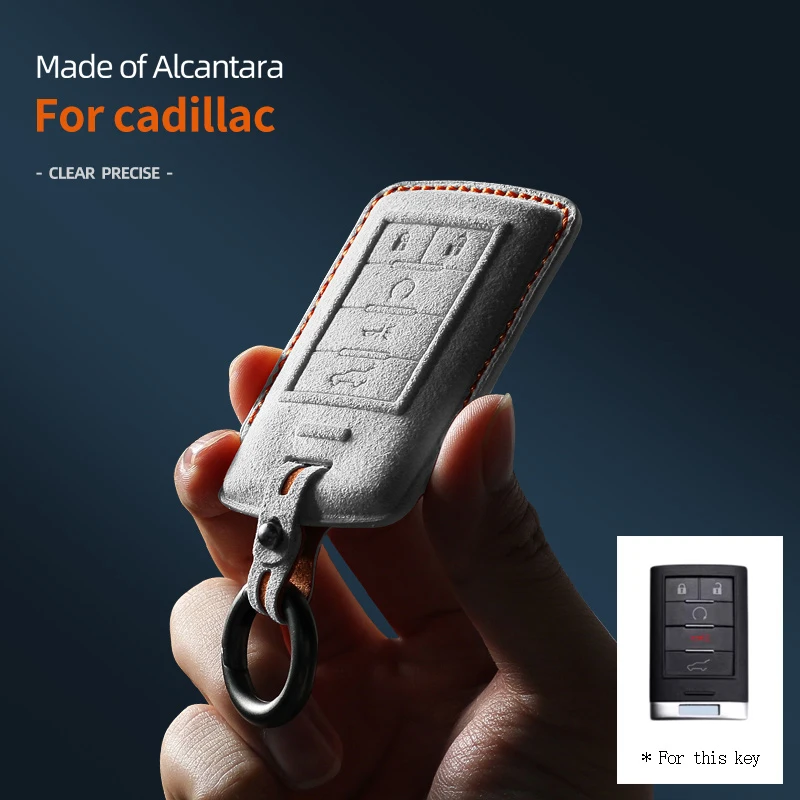 Alcantara Car Key Cover Suede Case pre Cadillac 5 tlačidiel SLS SRX XLS DTS STS CTS ATS XTS Seville Escalade Chevrolet C7 Corvette