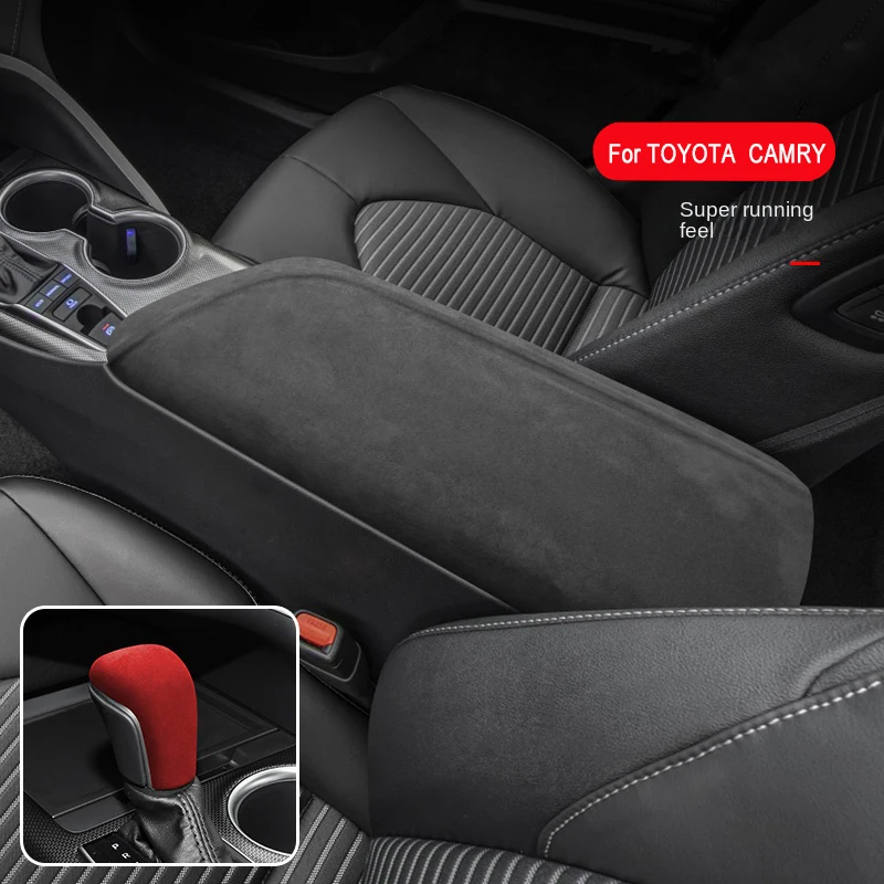 Alcantara Interiors Overlay lakťová lakťová lakťová lakťová kolesá gombík gombík pre hardshell cover pre Toyota 8. Camry 2018 2019 2020 2021 2022 2023 2024