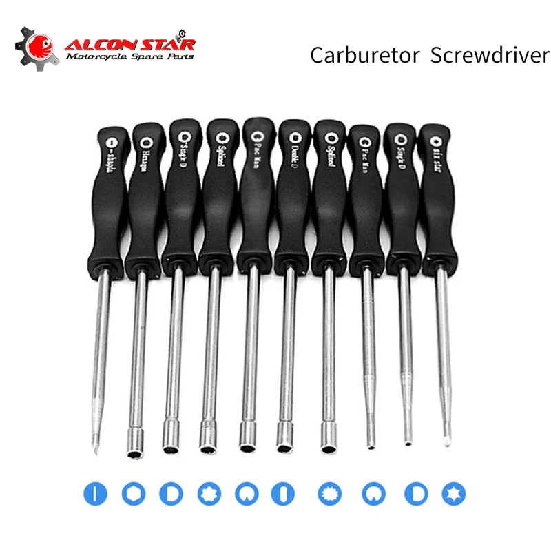 Alconstar Carburetor Nastavenie ručného náradia Pac Man Double D Hexagon Hex Hex Socket Screen Screwdrive Rýchlosť nastavenia nástroja na opravu opravy