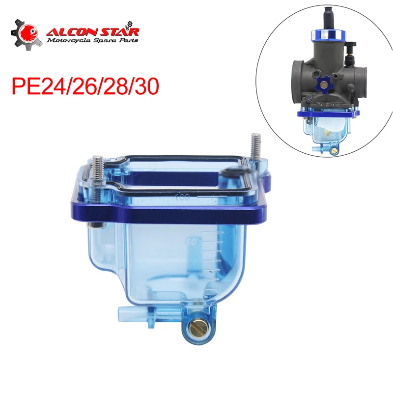 Alconstar- pre Keihi PE 24 26 28 30 mm diely motocykla karburátor Carb Bottom Float Bowl Komoru Priehľadný modrý olej pohár